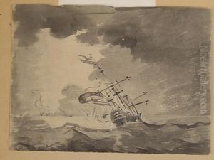A Sailing Vessel In Roughwaters by William Sawrey Gilpin