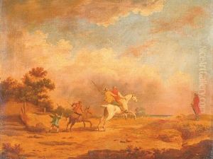 A Race Between A Horse And A Donkey With An Onlooker And A Goader by William Sawrey Gilpin