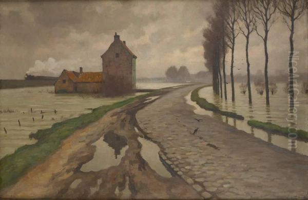Train A Vapeur Devant Les Inondations - view 1