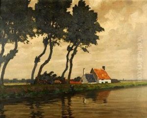 River Landscape With Watering Cattle by Victor Olivier Gilsoul
