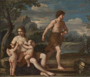 Adam And Eve With Cain And Abel by Giacinto Gimignani