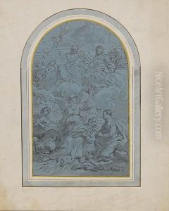 Christ And The Madonna Appearing In A Visionto A Saint by Ludovico Gimignani