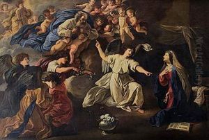 La Anunciacion Con Dios Padre Y Angeles