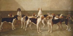 Hounds In A Kennel by Eugene Louis Ginain