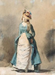 Ritratto Di Donna Con Cappello Di Piume by Belisario Gioja