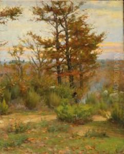 Scorcio Di Bosco Con Contadinella by Luigi Gioli