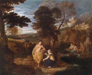 Landscape With Apollo And The Cumaean Sibyl by Giovanni Francesco Grimaldi