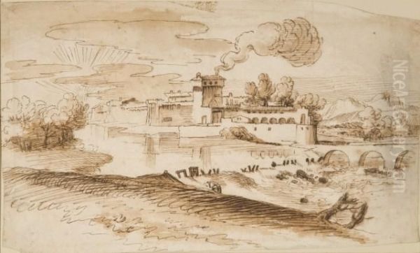 Forteresse Dans Un Paysage De Riviere - view 1