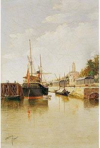 Vista Del Guadalquivir Con La Torre Del Oro by Adolfo Giraldez Y Penalver