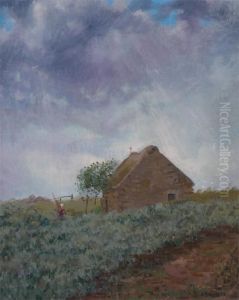 Retour A La Chaumiere Avant L'orage by Leon Giran-Max