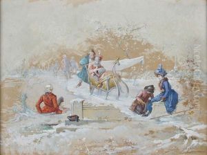 Elegants Dans La Neige by Jules Girardet