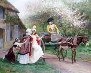 Le Depart En Caleche by Jules Girardet