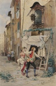 Italian Street Genre Scene by Leon Girardet