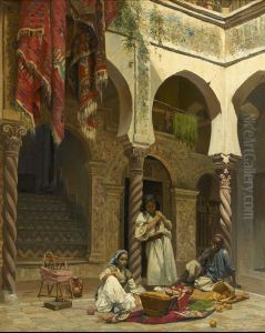 Interieur D'une Maison Mauresque by Leon Girardet