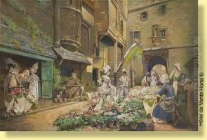 Le Marche Aux Fleurs by Leon Girardet