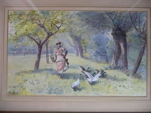 La Gardeuse D'oies by Leon Girardet