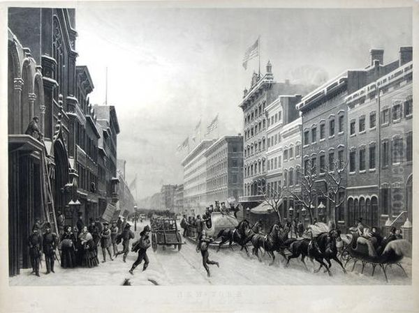 Newyork, Winter Scene In Broadway - view 1