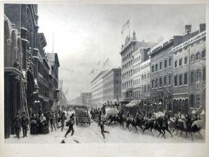 Newyork, Winter Scene In Broadway by Paul Girardet