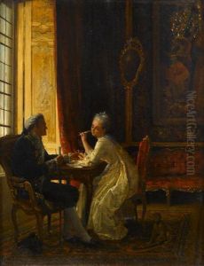 Woman And Man At Table