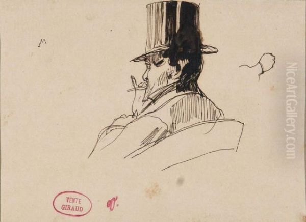 Etude D'homme Au Chapeau En Buste De Dos - view 1