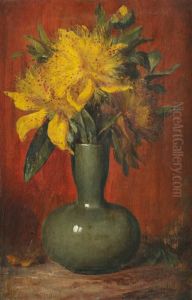 Millepertuis Dans Un Vase Vert Celadon by Sebastien Charles Giraud