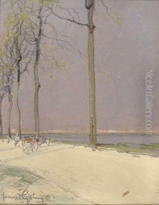 Deux Vaches Au Bord De L'eau by David Eugene Girin