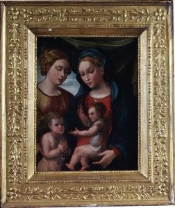 The Madonna And Child With St Elizabeth And John Thebaptist by Girolamo dai Libri