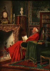 Seated Cardinal By Fireside
