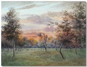 Girot, Parklandlandscape At Dusk, Watercolour, Signed, 34cms X 43cms