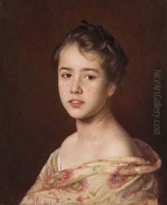 Portrait Of A Young Lady by Alfred Alexandrovich Girv