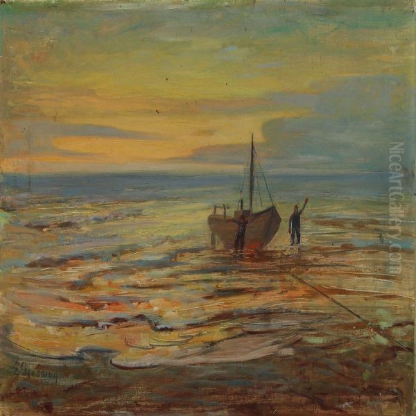 Shore With Twofishermen And Boat - view 1