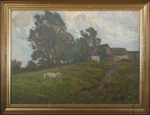 Landscape With Farm And A Horse by Einar Gjessing