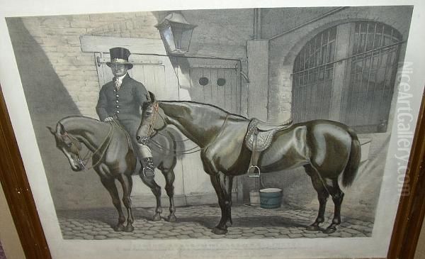Riding Horses Of The Duke Of Wellington, Lithograph By J. West Giles, On Wove Hand Coloured, Published By M. & N. Hanhart - view 1