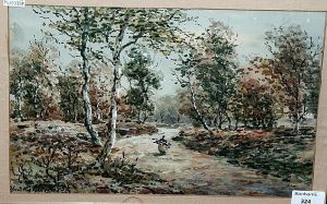 Autumnal Scene With Figure On A Woodland Path by John Hamilton Glass