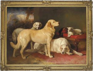 Golden Retrievers And A Terrier by John Hamilton Glass
