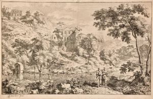 Akadische Flusslandschaft Mit Wanderernu by Johannes (Polidoro) Glauber