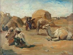 Camels And Bedoueen by Helena Gleichen