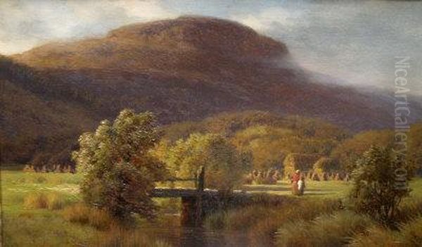 Figures In A Hayfield In A River Landscape - view 1
