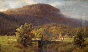 Figures In A Hayfield In A River Landscape