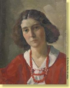 Jeunefille Au Collier Rouge by Albert Gliemann