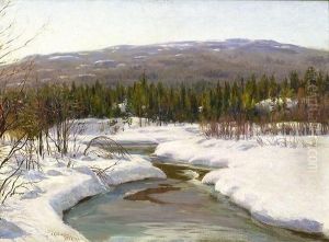 Elv I Vinterlandskap 1908 1908 by Jacob Gloersen