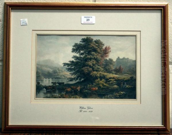 Landscape With Figures Resting Near Cattle At The Water's Edge - view 1