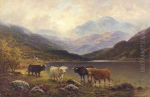 Cattle In A Highland Landscape by William Glover