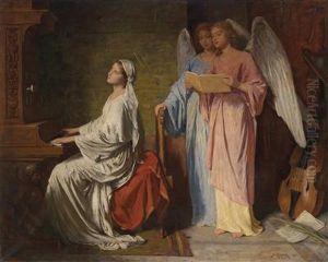 St Cecilia Playing by Simon Glucklich