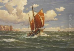 Finkenwerderfischkutter Vor Helgoland by Martin Franz Glusing