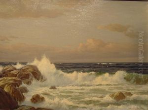 Meereswellen An Der Felsenkuste by Martin Franz Glusing