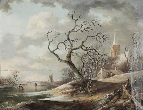 A Winter Landscape With Villagers - view 1