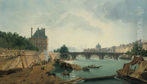 Unloading Cargo At The Pont Royale, Paris - view 1