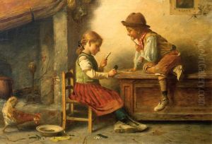 Ninos Jugando Naipes by Adriano Goby