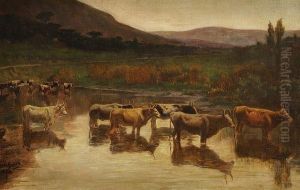 Les Vaches A L'abreuvoir by Alfred Godchaux